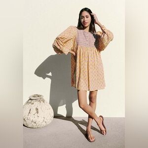 Ciao Lucia Yellow Pink Printed Long Sleeve Mini Dress